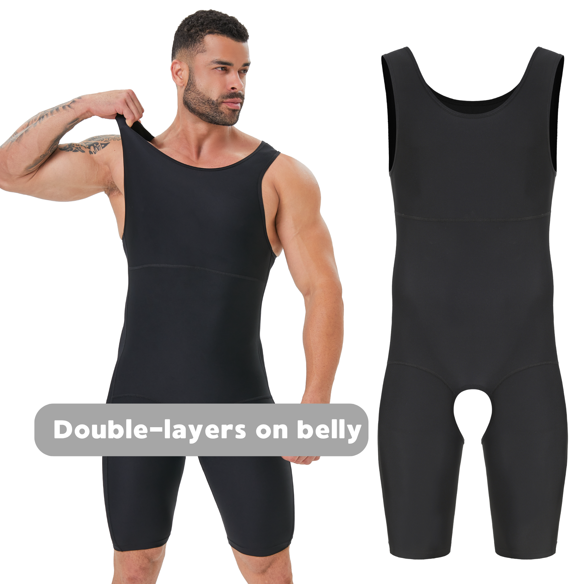 Men's Double Layer Tummy Contr - Shapewear Bodysuit Firm 리뷰 및 가격