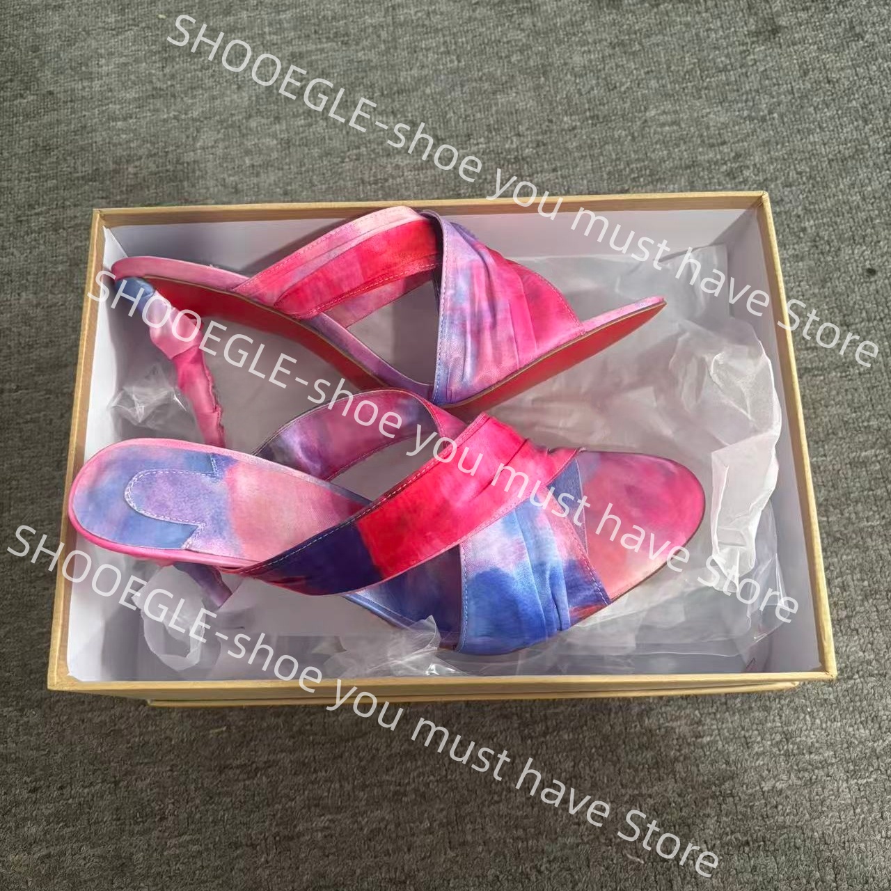 Women's Pink-Blue Tie-Dye Sati - Slip Dress Satin 리뷰 및 가격