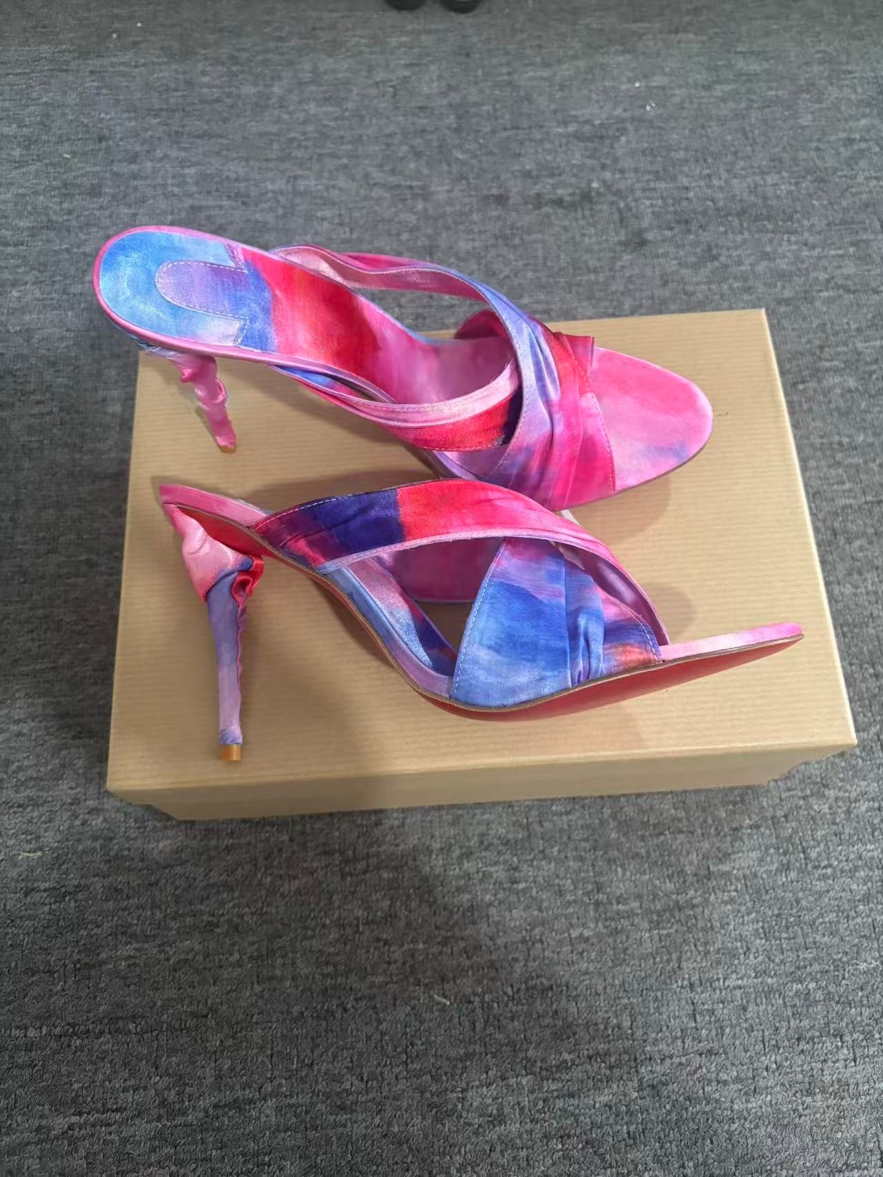 Women's Pink-Blue Tie-Dye Sati - Slip Dress Satin 리뷰 및 가격