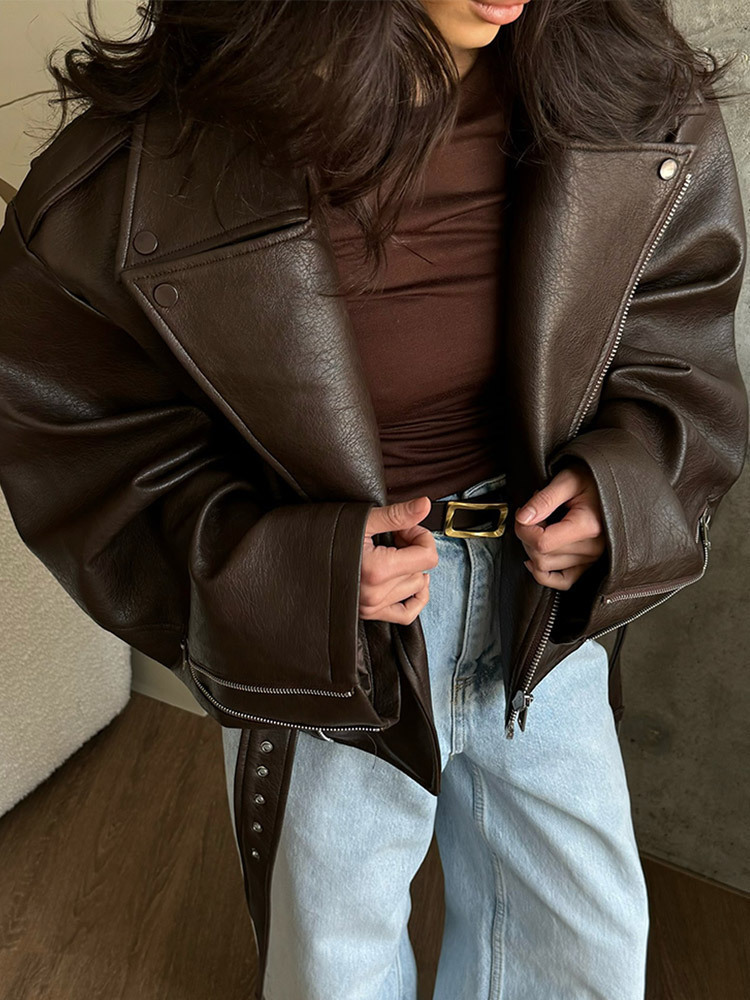With Belt Leather Jacket Coat  - Corset Waist Cinch 리뷰 및 가격