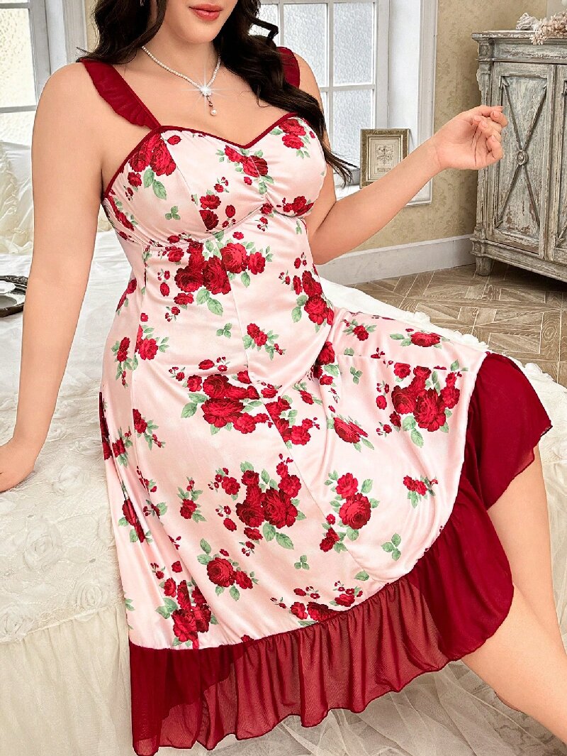 Plus Size Women's Floral Print - Cami Top Lace 리뷰 및 가격