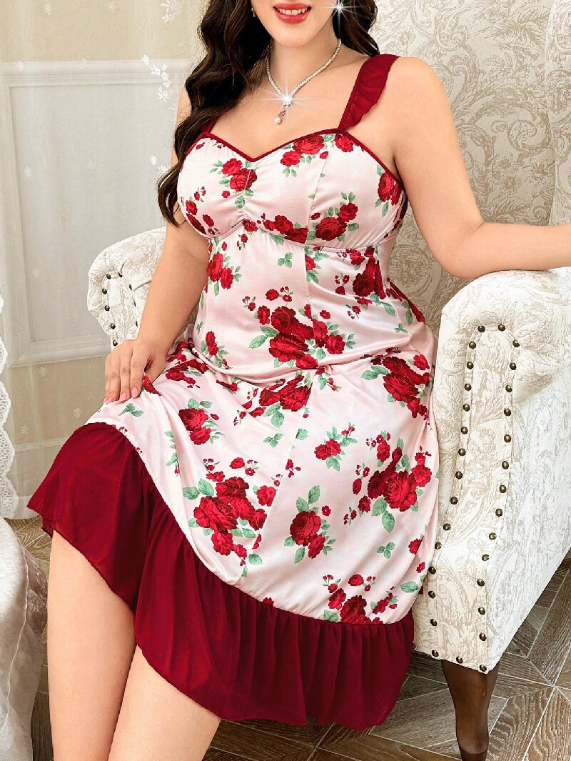 Plus Size Women's Floral Print - Cami Top Lace 리뷰 및 가격
