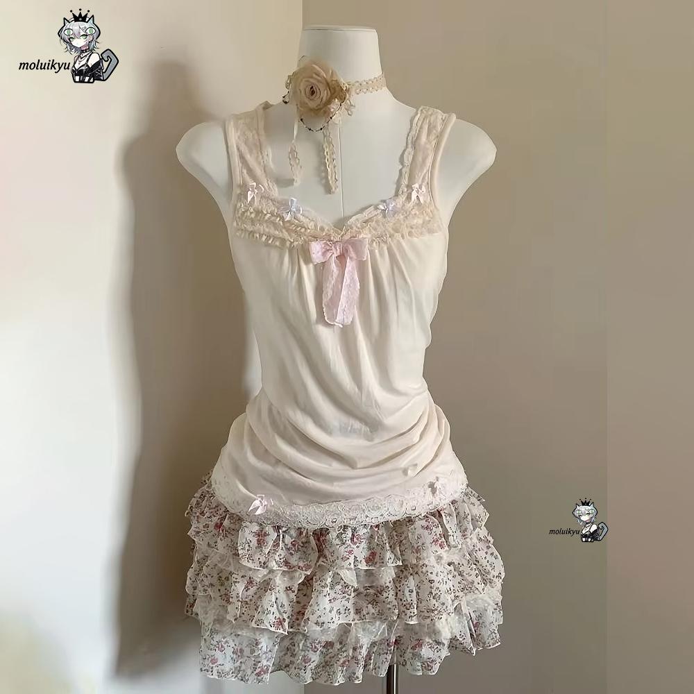Women Y2K 2Pcs Outfit Set Lace - Cami Top Lace 리뷰 및 가격