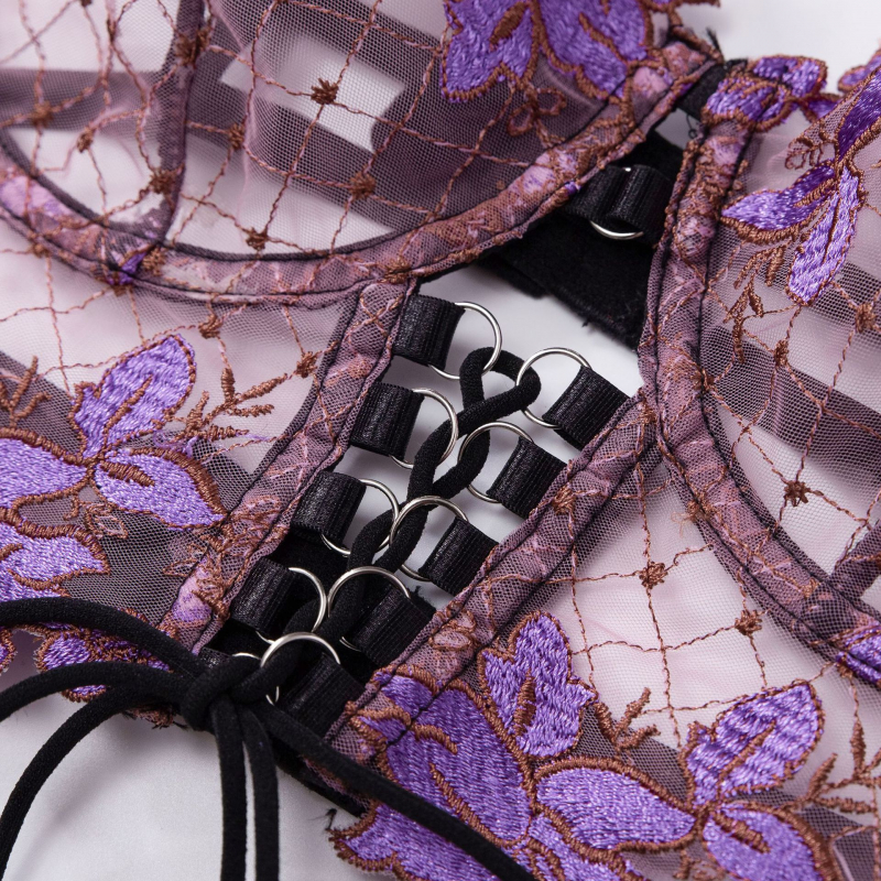 Bikini Thin Embroidered Bra Se - Garter Belt Set 리뷰 및 가격