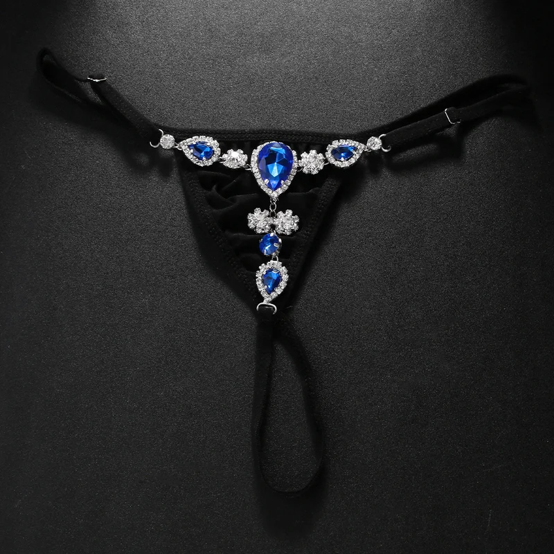 Fashion Blue Crystal Bikini Th - Thong Bikini Women 리뷰 및 가격