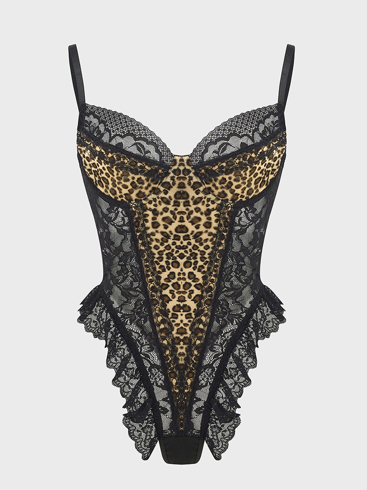 Sexy Lace Leopard Pattern Body - Shapewear Bodysuit Firm 리뷰 및 가격