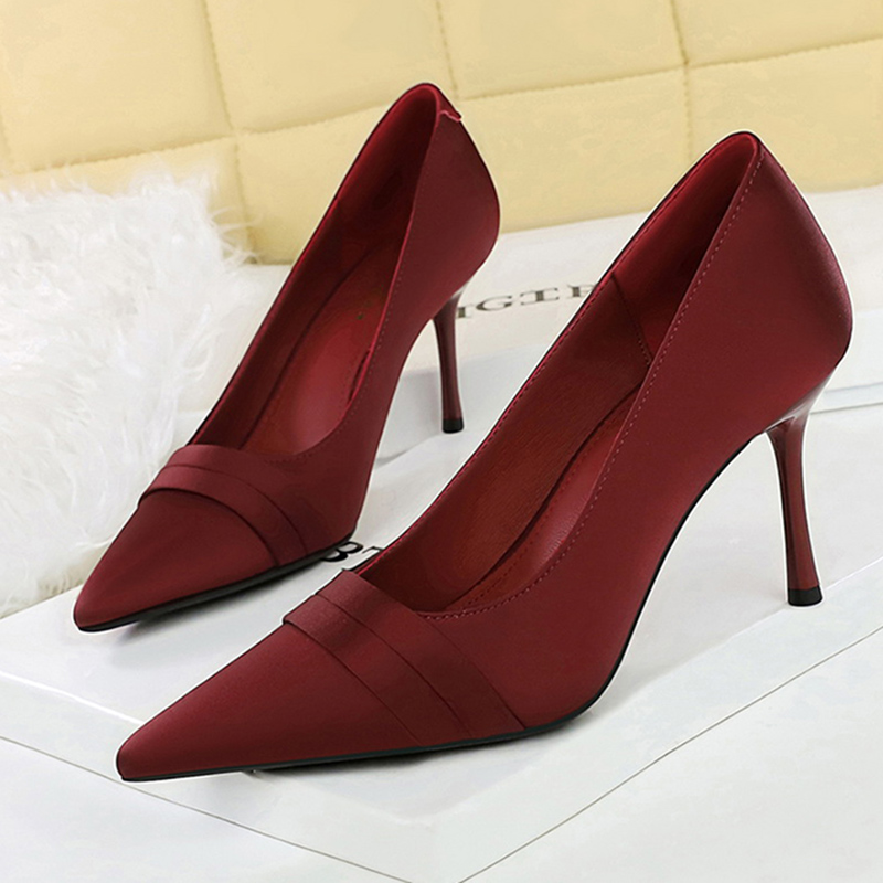 Women Elegant Burgundy 8cm Hig - Slip Dress Satin 리뷰 및 가격