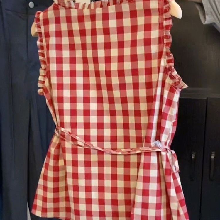 Retro Red Plaid Sleeveless Ves - Corset Waist Cinch 리뷰 및 가격