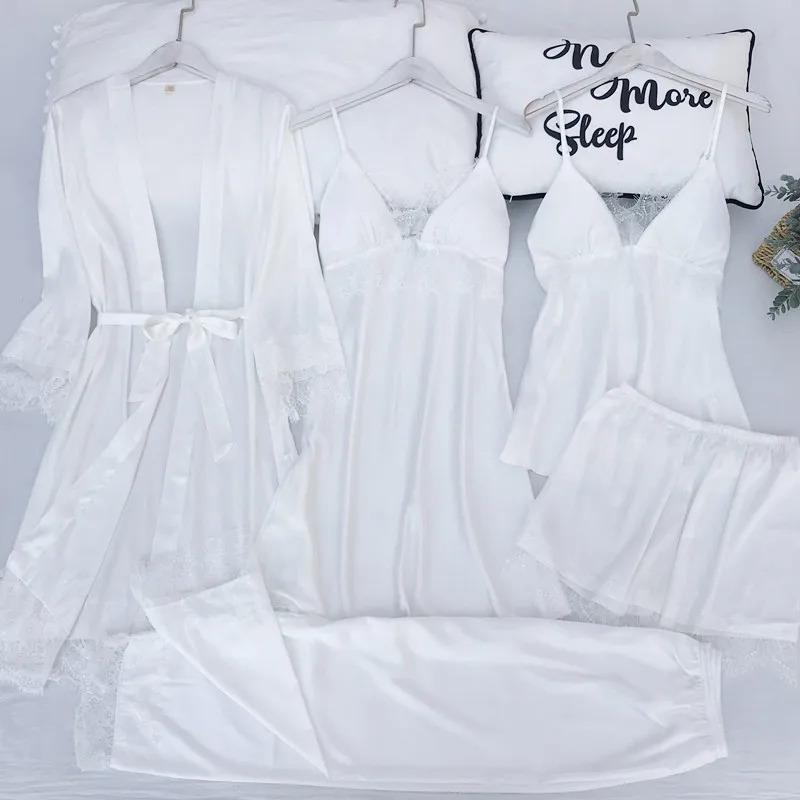 Pajamas Set Silk Satin Womens  - Robe Silk Women 리뷰 및 가격