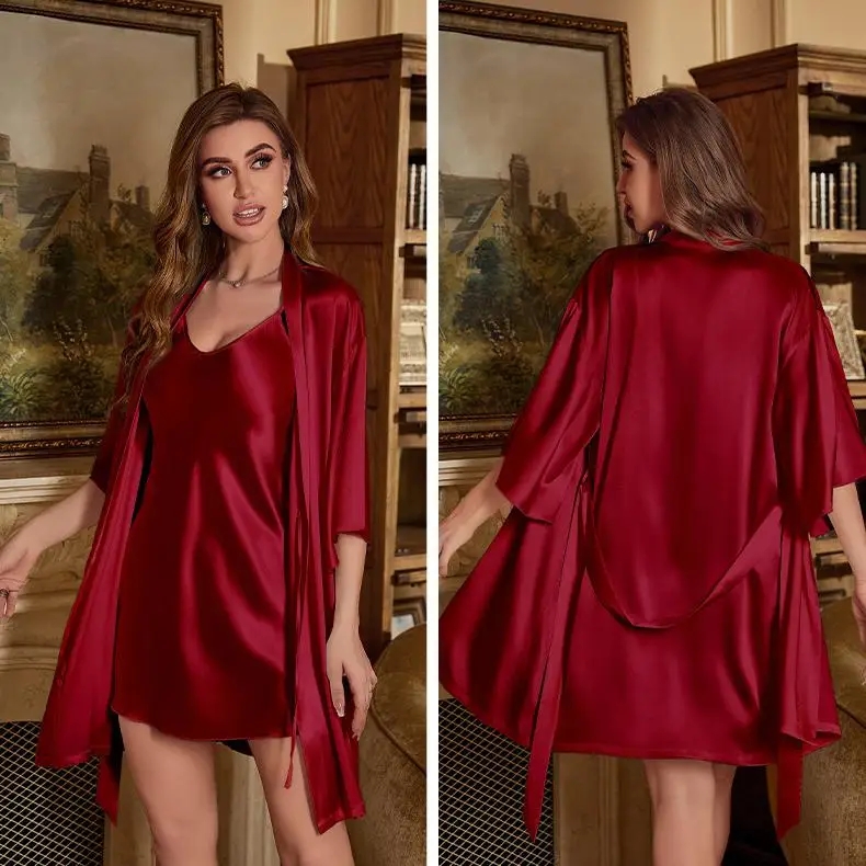 2PC Robe Suit Women Rayon Bath - Robe Silk Women 리뷰 및 가격