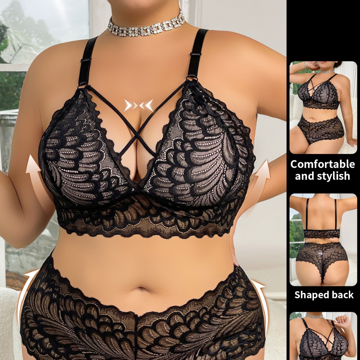 Plus Size Lingerie Set Wire-Fr - Seamless Underwear Women 리뷰 및 가격