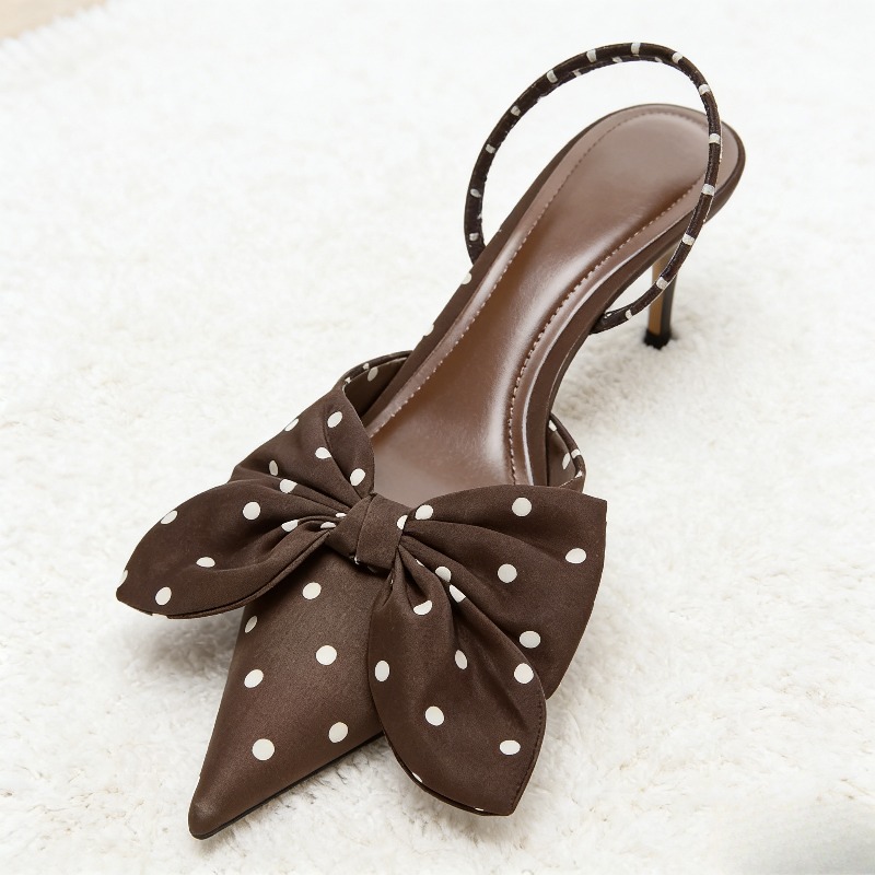 Brown Polka Dot Butterfly Knot - Slip Dress Satin 리뷰 및 가격