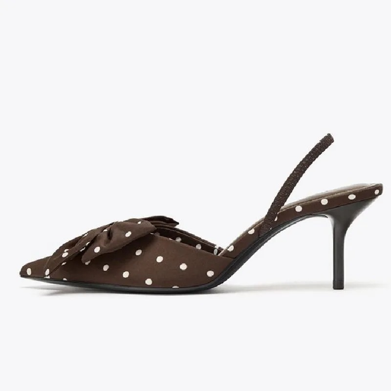 Brown Polka Dot Butterfly Knot - Slip Dress Satin 리뷰 및 가격