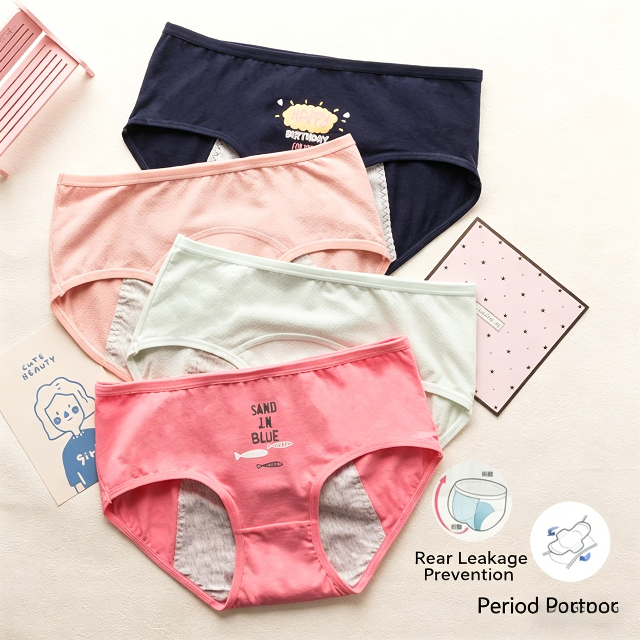 Cute Cartoon Period Underwear  - Period Panty Absorbent 리뷰 및 가격