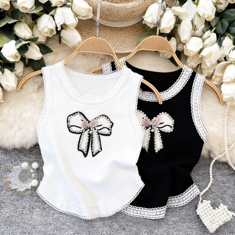 White Lace Trim Rhinestone Bow - Cami Top Lace 리뷰 및 가격