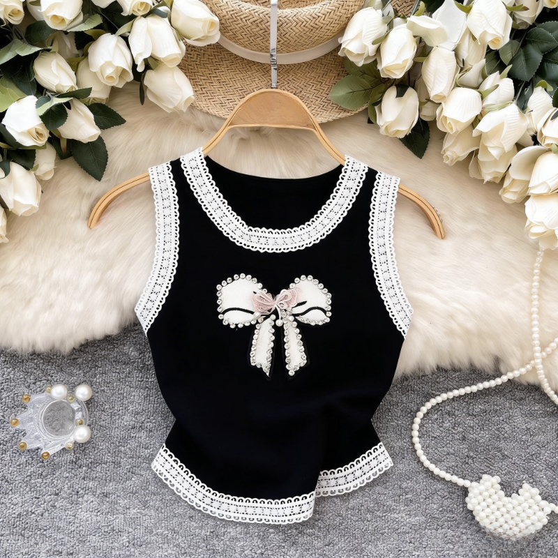 White Lace Trim Rhinestone Bow - Cami Top Lace 리뷰 및 가격