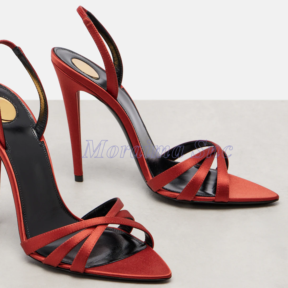 Satin Pointed Toe Cross Strap  - Slip Dress Satin 리뷰 및 가격