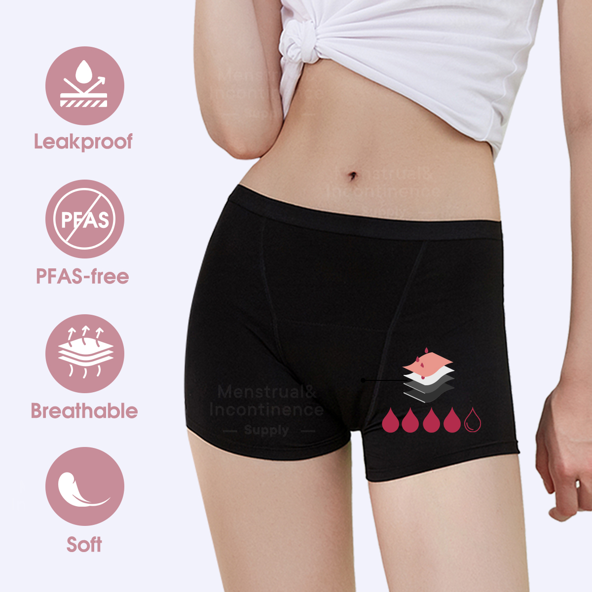 Bamboo Fiber Period Underwear  - Boyshort Underwear 리뷰 및 가격