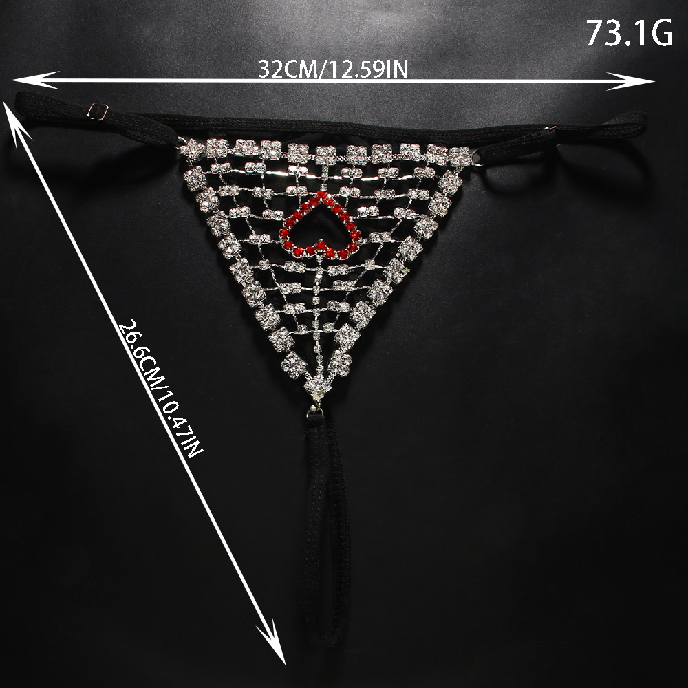 Rhinestones Heart Hollow Thong - Thong Bikini Women 리뷰 및 가격